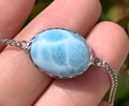 AAA++ Natural Authentic Dominican Larimar Bracelet,Gems Jewelry,Gems Bracelet,Crystal Bracelet ET1046