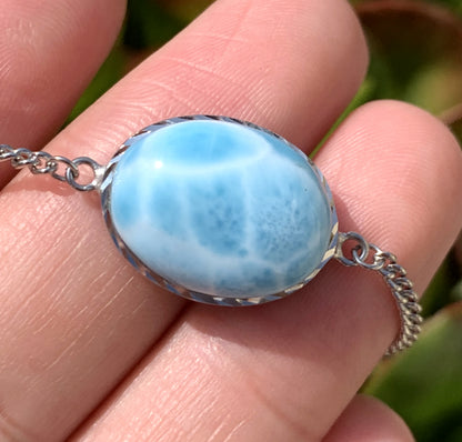 AAA++ Natural Authentic Dominican Larimar Bracelet,Gems Jewelry,Gems Bracelet,Crystal Bracelet ET1046