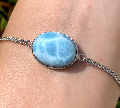 AAA++ Natural Authentic Dominican Larimar Bracelet,Gems Jewelry,Gems Bracelet,Crystal Bracelet ET1046