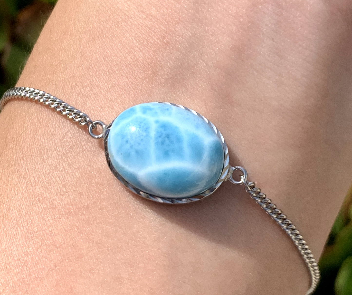 AAA++ Natural Authentic Dominican Larimar Bracelet,Gems Jewelry,Gems Bracelet,Crystal Bracelet ET1046