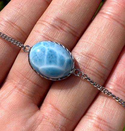 AAA++ Natural Authentic Dominican Larimar Bracelet,Gems Jewelry,Gems Bracelet,Crystal Bracelet ET1046