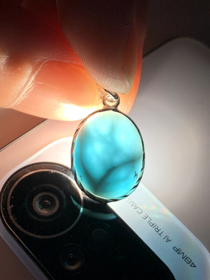 AAA++ Natural Authentic Dominican Larimar Pendant,Gems Jewelry,Gems Pendant,Crystal Pendant,ET1048