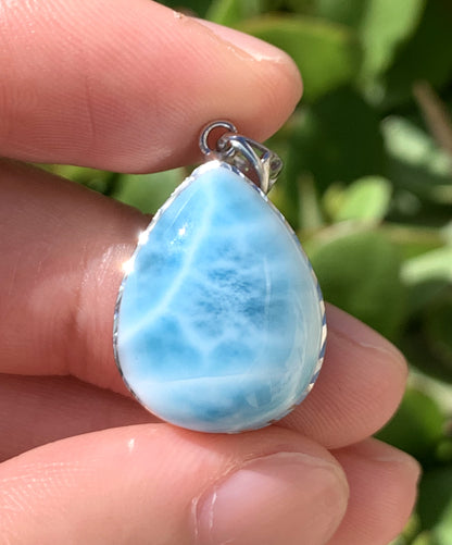 AAAA Natural Authentic Dominican Larimar Pendant,Gems Jewelry,Gems Pendant,Crystal Pendant ET1059