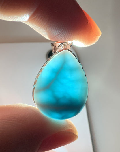 AAAA Natural Authentic Dominican Larimar Pendant,Gems Jewelry,Gems Pendant,Crystal Pendant ET1059