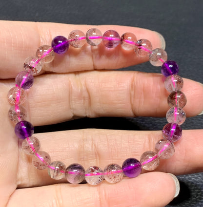 Natural Authentic Super Seven Bracelet,Super 7 Bracelet,Healing Stone Jewelry,7mm Bead Bracelet,Crystal Bracelet,ET099