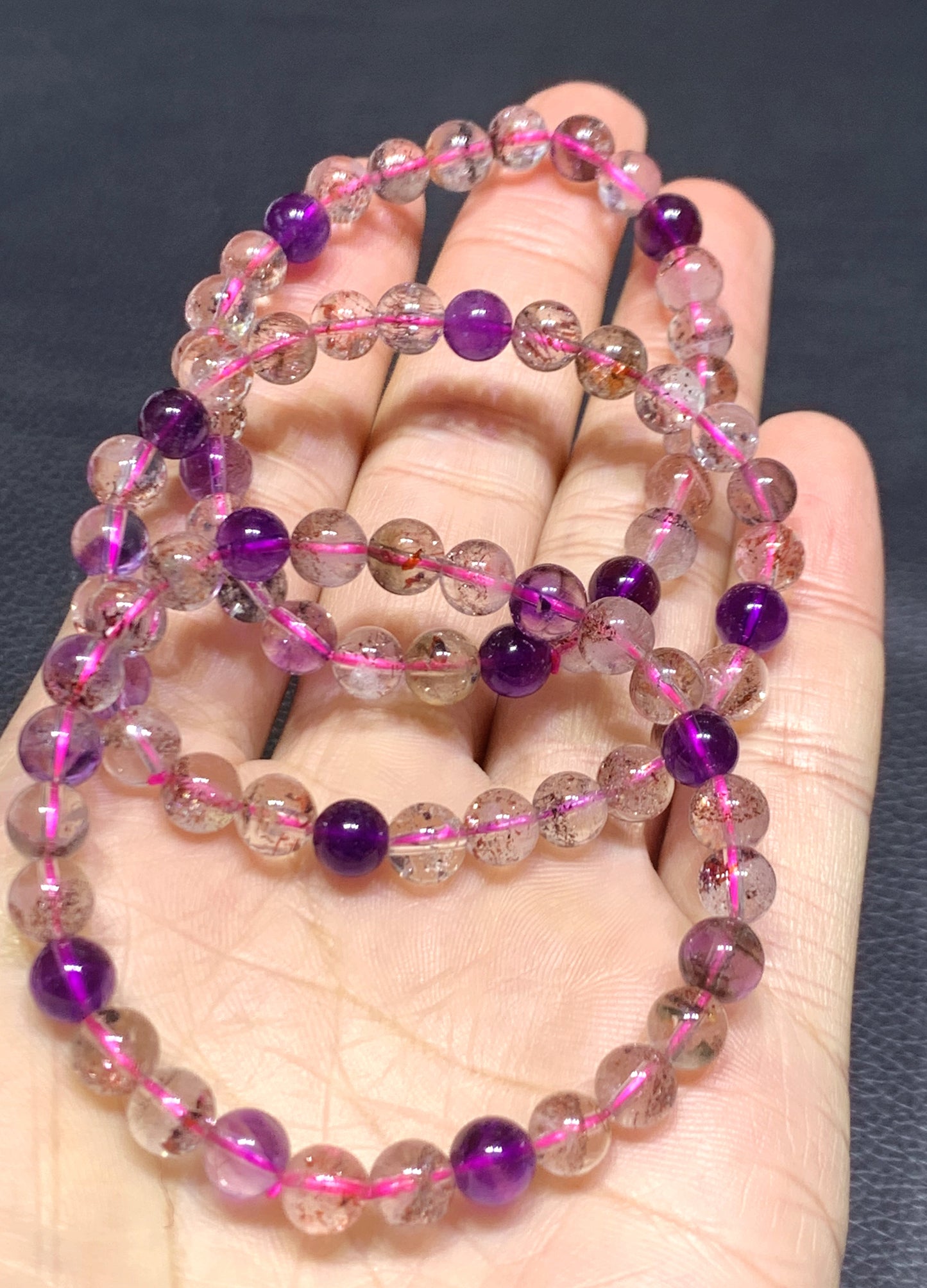 Natural Authentic Super Seven Bracelet,Super 7 Bracelet,Healing Stone Jewelry,7mm Bead Bracelet,Crystal Bracelet,ET099