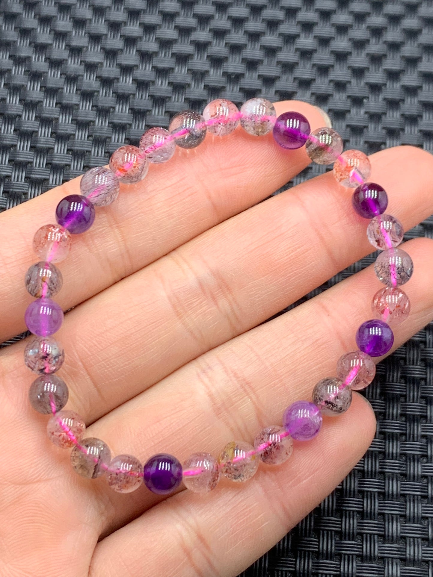 Natural Authentic Super Seven Bracelet,Super 7 Bracelet,Healing Stone Jewelry,7mm Bead Bracelet,Crystal Bracelet,ET099