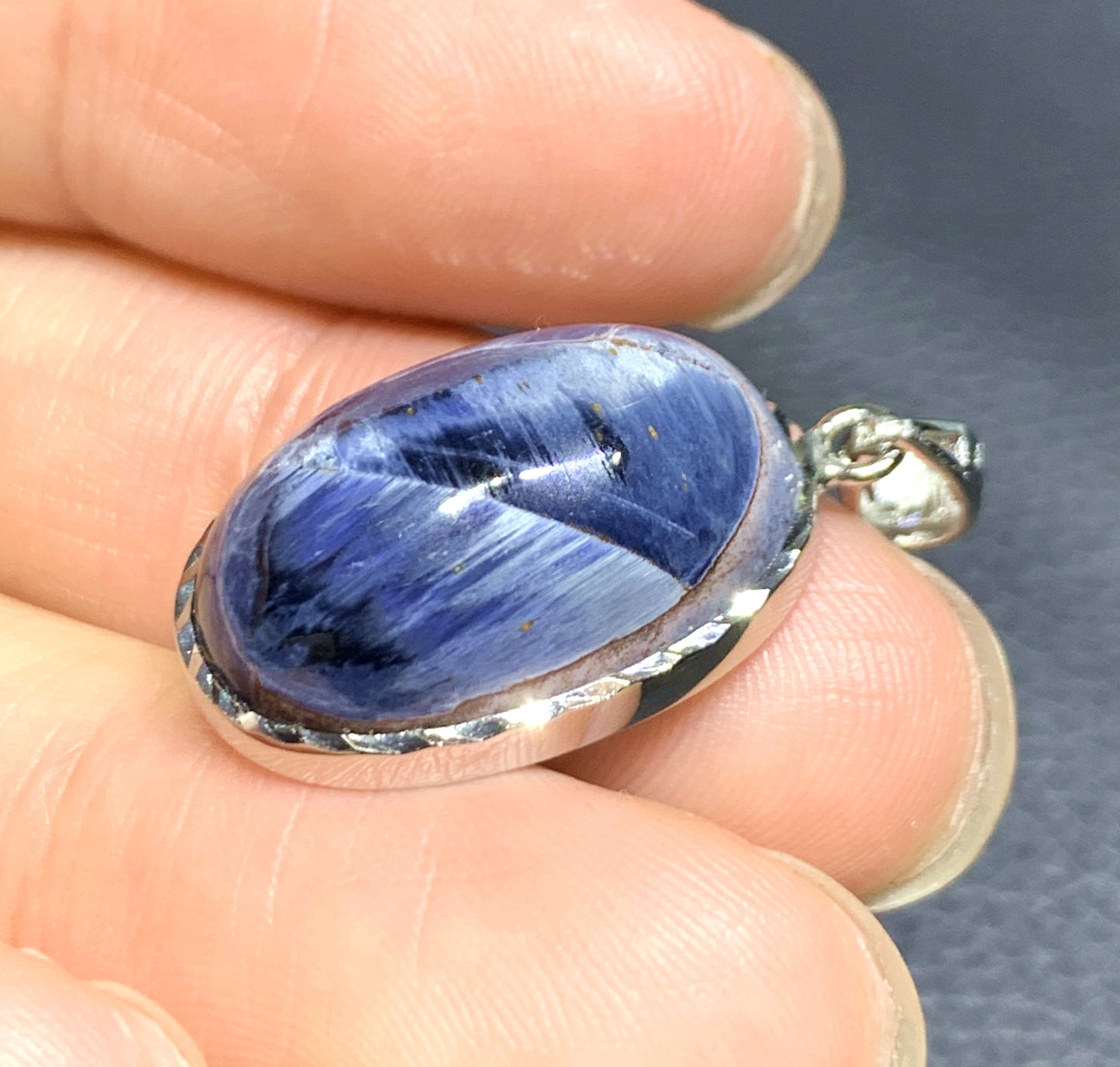 Natural Namibian Pietersite Silver Pendant,Blue Flashy Pietersite Cabochon,Pietersite Jewelry, Blue Pietersite ET71