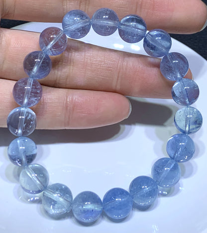 AAAA Natural Authentic Aquamarine Bracelet,March Birthstone,Crystal Bracelet,Handmade Jewelry,Gems Bracelet,Personalized Jewelry,10mm Bracelet ET1009