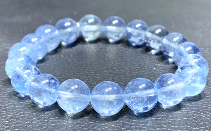 AAAA Natural Authentic Aquamarine Bracelet,March Birthstone,Crystal Bracelet,Handmade Jewelry,Gems Bracelet,Personalized Jewelry,10mm Bracelet ET1009