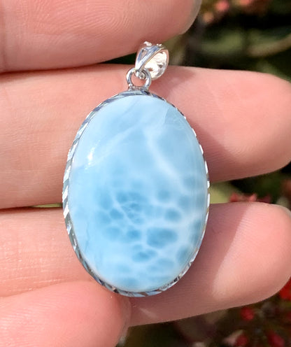 AAA Natural Authentic Dominican Larimar Pendant,Gems Jewelry,Gems Pendant,Crystal Pendant,ET655