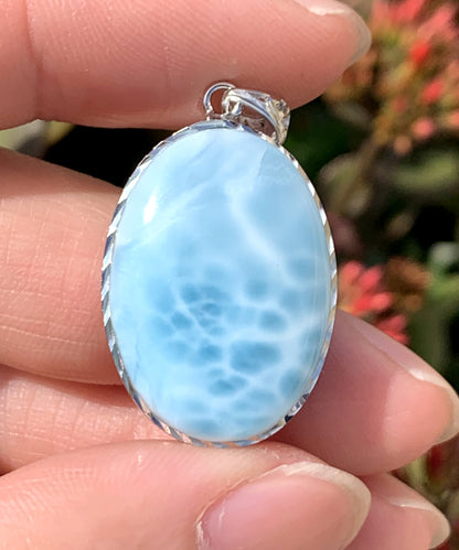 AAA Natural Authentic Dominican Larimar Pendant,Gems Jewelry,Gems Pendant,Crystal Pendant,ET655