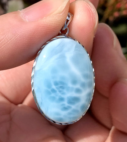 AAA Natural Authentic Dominican Larimar Pendant,Gems Jewelry,Gems Pendant,Crystal Pendant,ET655