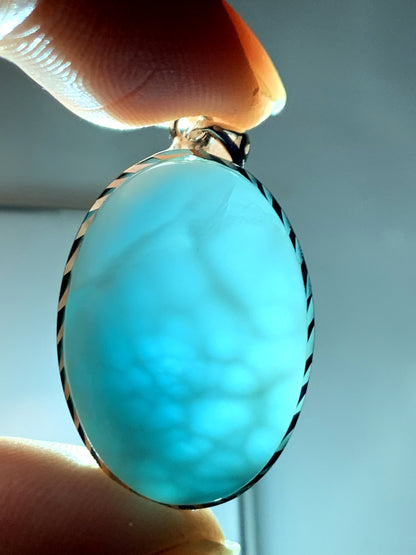 AAA Natural Authentic Dominican Larimar Pendant,Gems Jewelry,Gems Pendant,Crystal Pendant,ET655