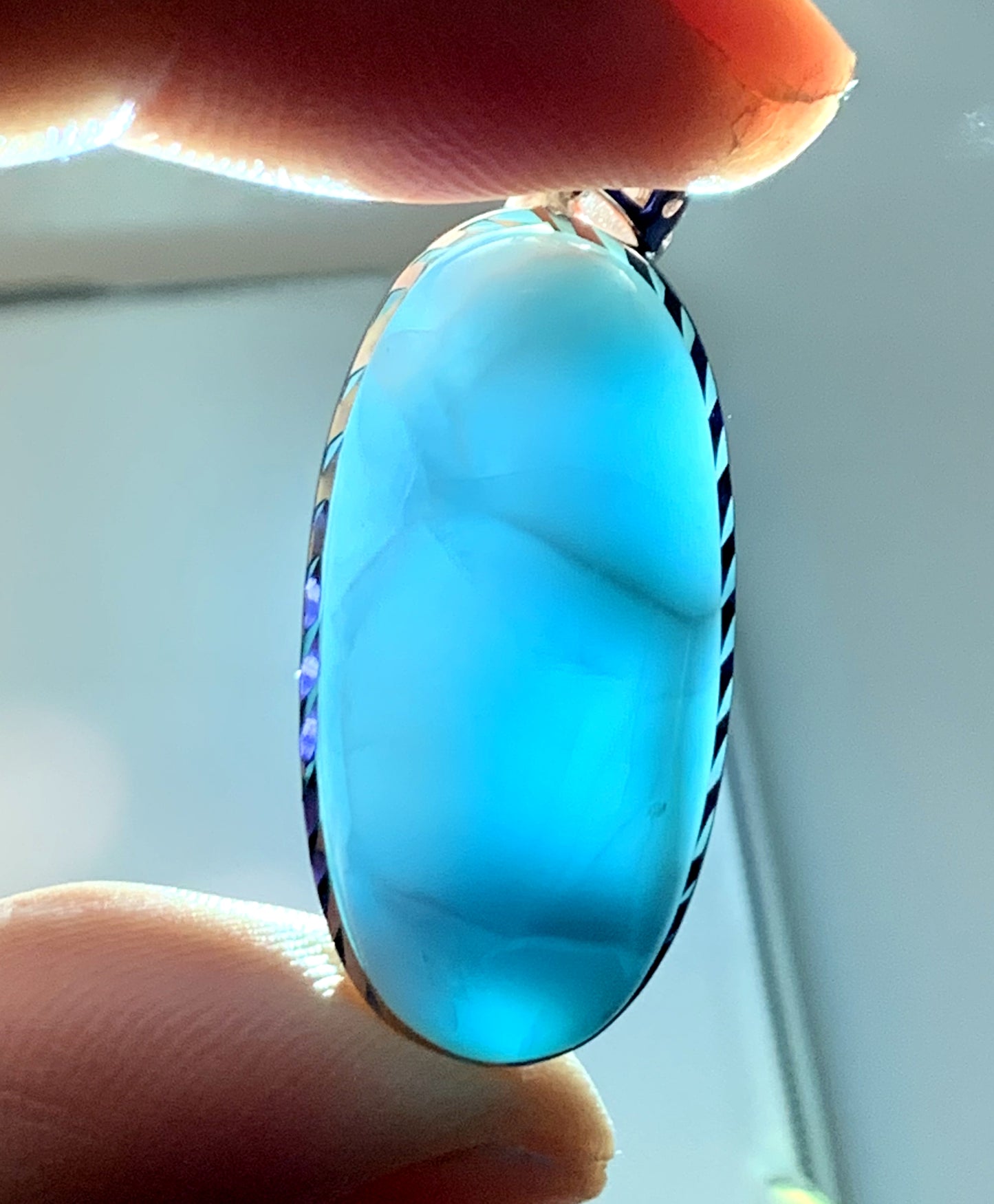 AAA+ Natural Authentic Dominican Larimar Pendant,Gems Jewelry,Gems Pendant,Crystal Pendant ET671