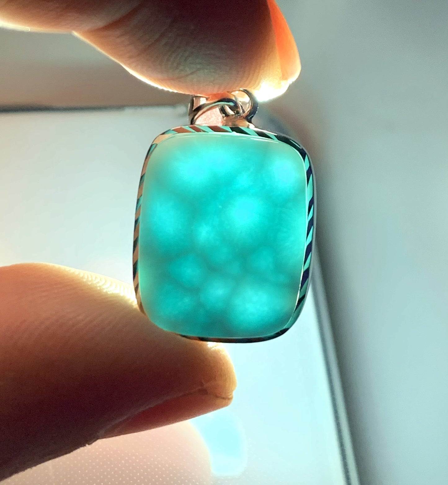 AAA Natural Authentic Dominican Larimar Pendant,Gems Jewelry,Gems Pendant,Crystal Pendant,ET690