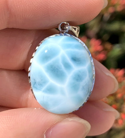 AAAA Natural Authentic Dominican Larimar Pendant,Gems Jewelry,Gems Pendant,Crystal Pendant,ET561