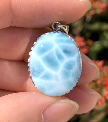 AAAA Natural Authentic Dominican Larimar Pendant,Gems Jewelry,Gems Pendant,Crystal Pendant,ET561