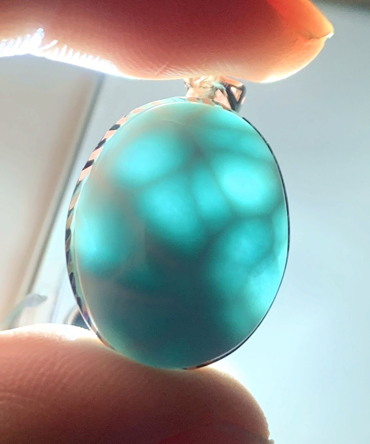 AAAA Natural Authentic Dominican Larimar Pendant,Gems Jewelry,Gems Pendant,Crystal Pendant,ET561