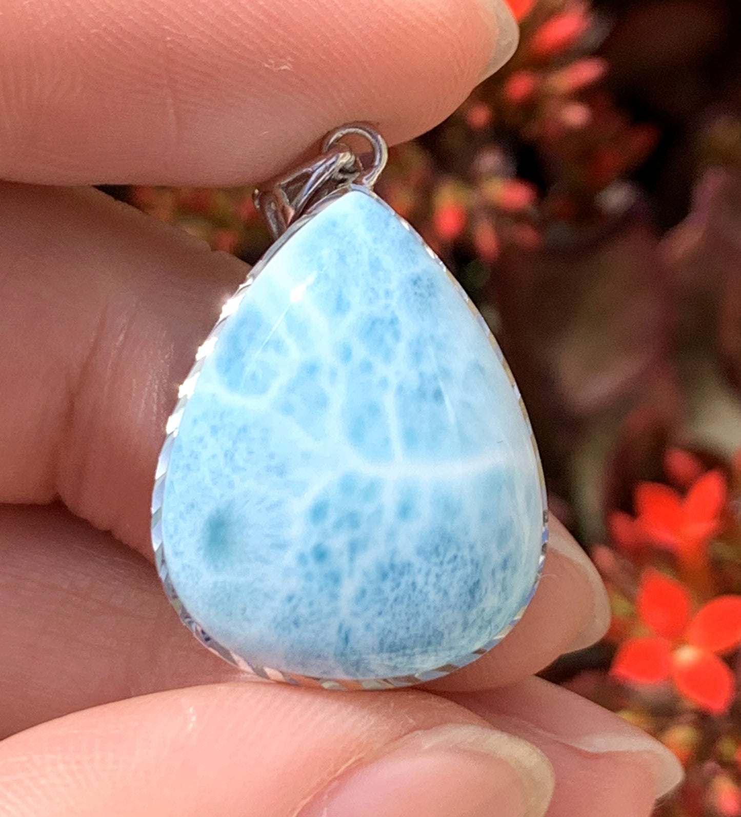 AAAA Natural Authentic Dominican Larimar Pendant,Gems Jewelry,Gems Pendant,Crystal Pendant,ET583