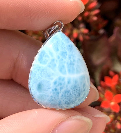 AAAA Natural Authentic Dominican Larimar Pendant,Gems Jewelry,Gems Pendant,Crystal Pendant,ET583