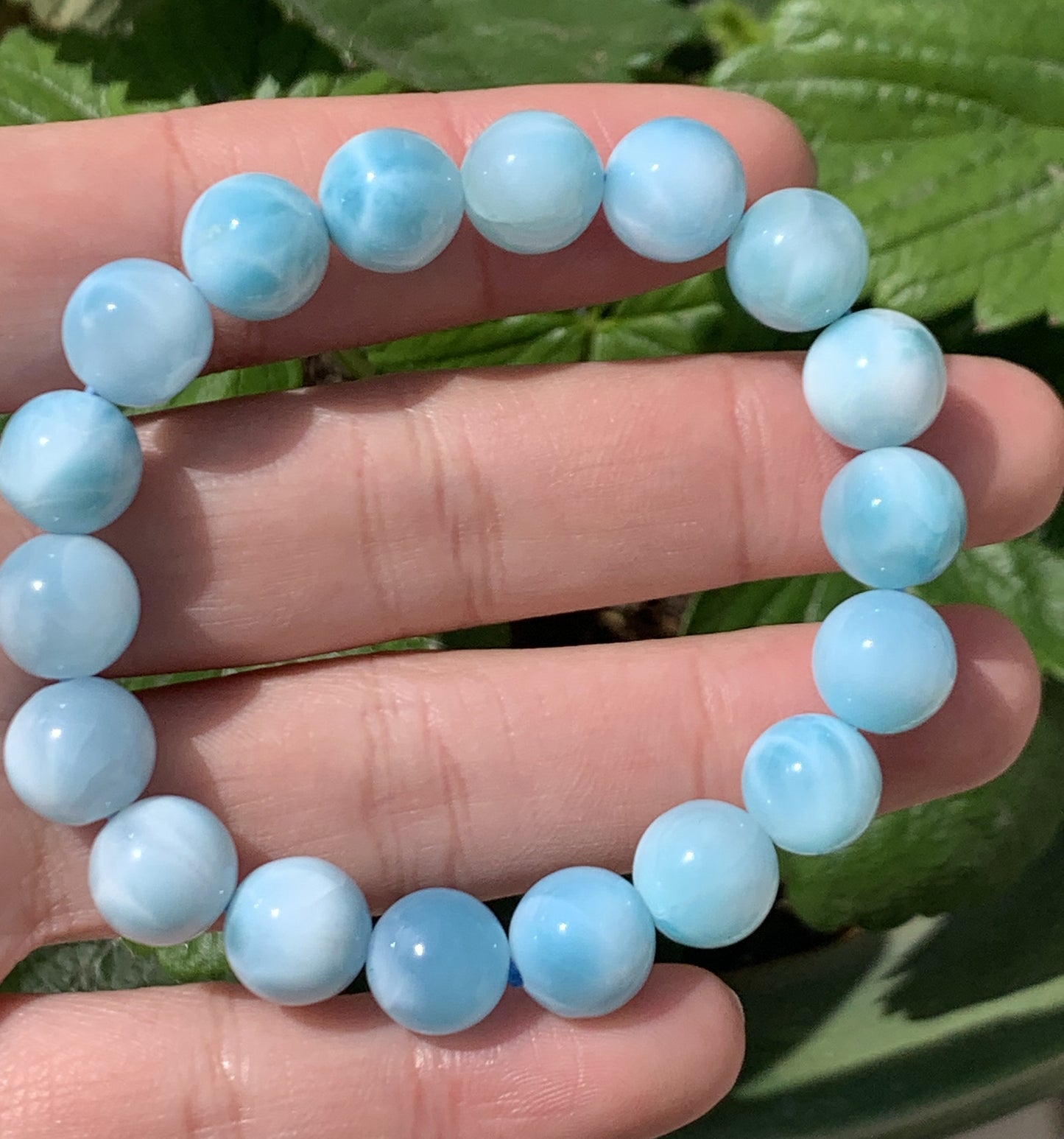 AAAA Natural Authentic Dominican Larimar Bracelet,Gems Jewelry,Gems Bracelet,9.4mm Bracelet,Crystal Bracelet ET1077