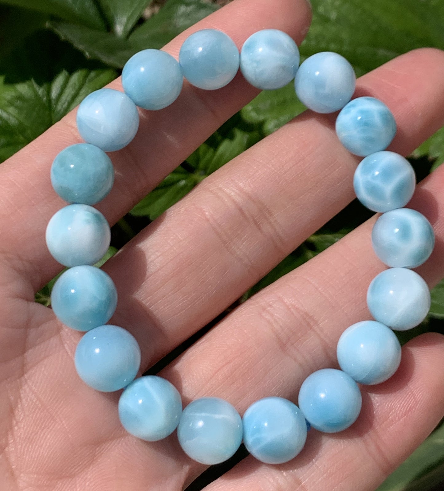 AAAA Natural Authentic Dominican Larimar Bracelet,Gems Jewelry,Gems Bracelet,9.4mm Bracelet,Crystal Bracelet ET1077