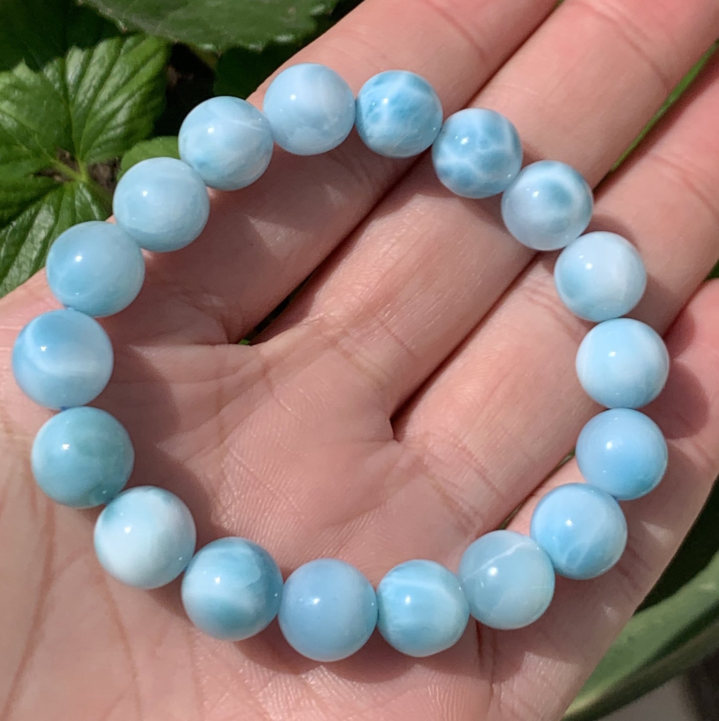 AAAA Natural Authentic Dominican Larimar Bracelet,Gems Jewelry,Gems Bracelet,9.4mm Bracelet,Crystal Bracelet ET1077