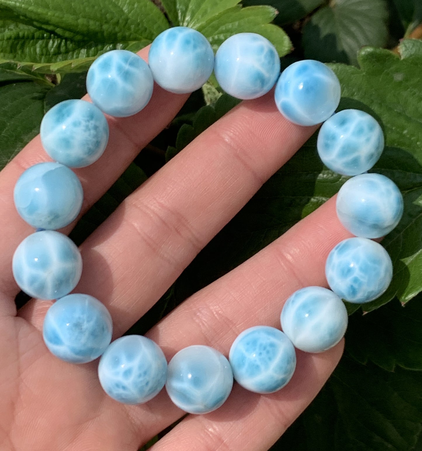 AAA+ Natural Authentic Dominican Larimar Bracelet,Gems Jewelry,Gems Bracelet,14.9mm Bracelet,Crystal Bracelet ET1080