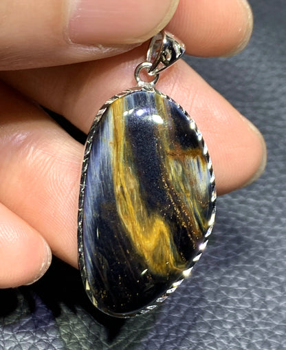 AAAA Natural Namibian Pietersite Pendant，Silver Pendant，Colorful Full Fire Pietersite Pendant, Collection Quality ET1088