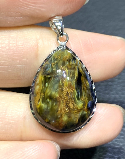 AAAA+ Natural Namibian Pietersite 925 Silver Pendant,Colored Full Fire Pietersite Pendant,Pietersite Gemstone ET1062