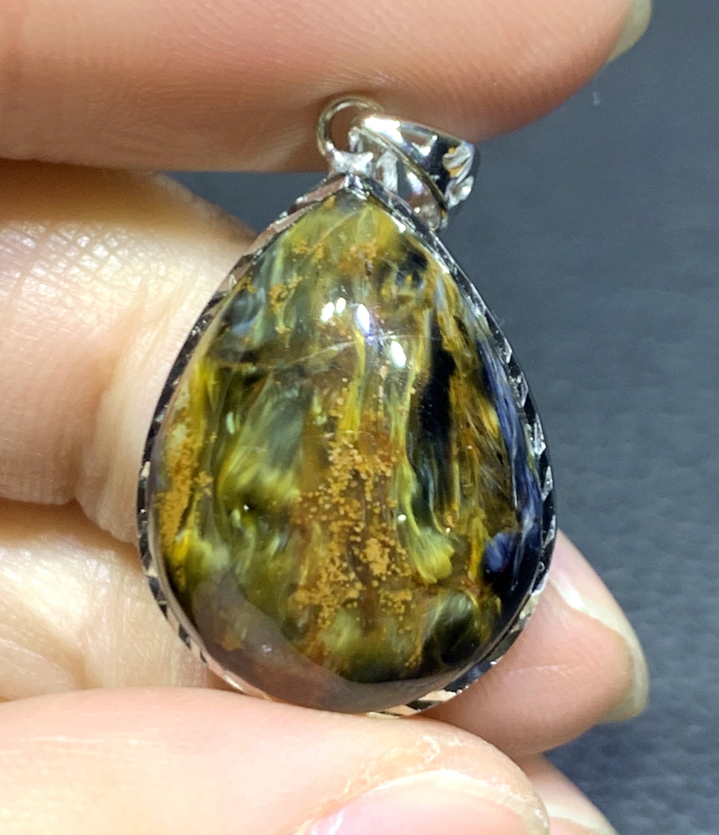 AAAA+ Natural Namibian Pietersite 925 Silver Pendant,Colored Full Fire Pietersite Pendant,Pietersite Gemstone ET1062