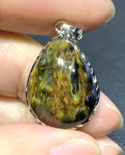 AAAA+ Natural Namibian Pietersite 925 Silver Pendant,Colored Full Fire Pietersite Pendant,Pietersite Gemstone ET1062