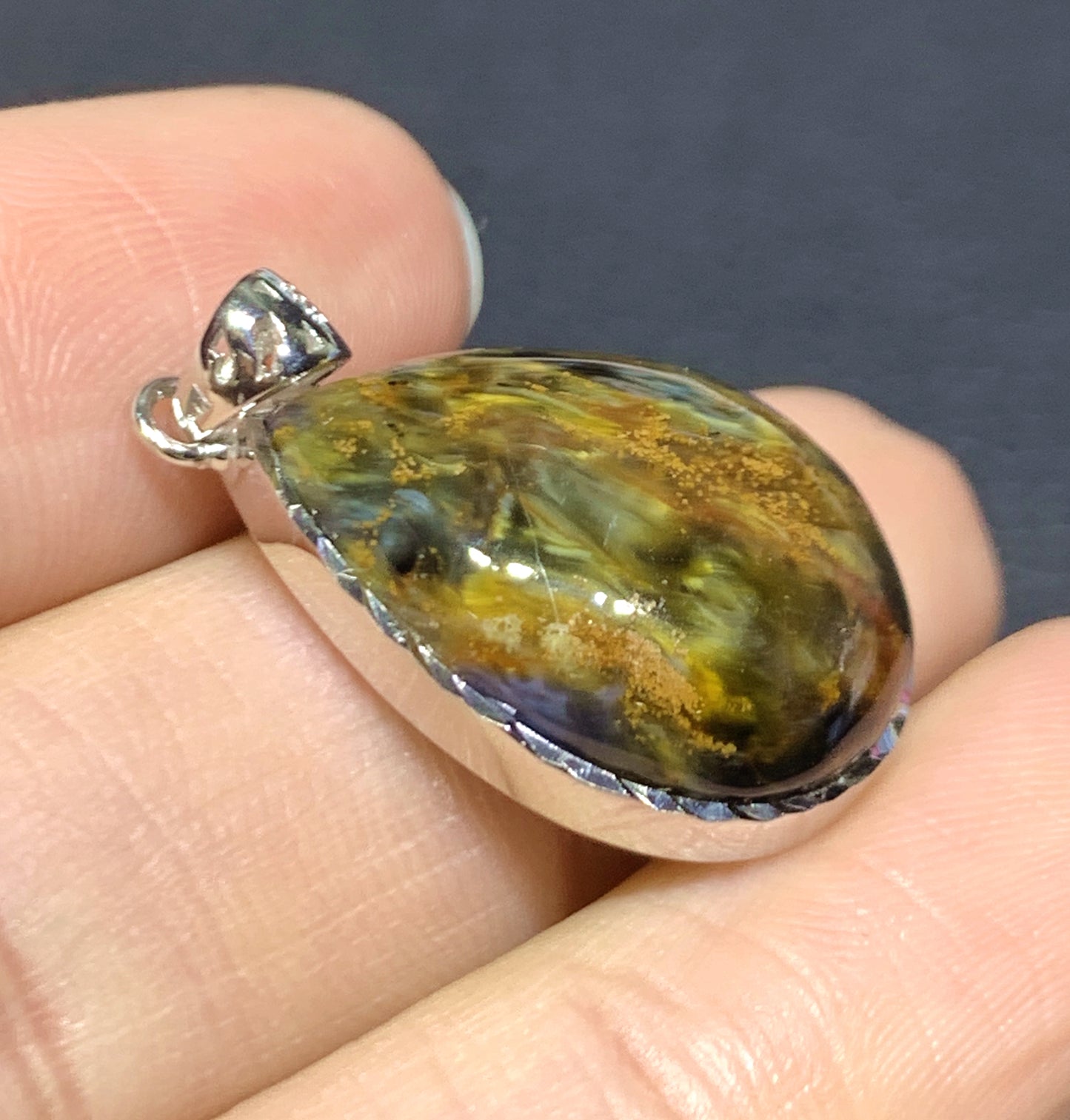 AAAA+ Natural Namibian Pietersite 925 Silver Pendant,Colored Full Fire Pietersite Pendant,Pietersite Gemstone ET1062