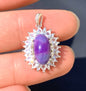 AAAAA Natural Authentic Sugilite Pendant,Oval Sugilite Pendant, Silver Pendant,Birthday Gift ET1098