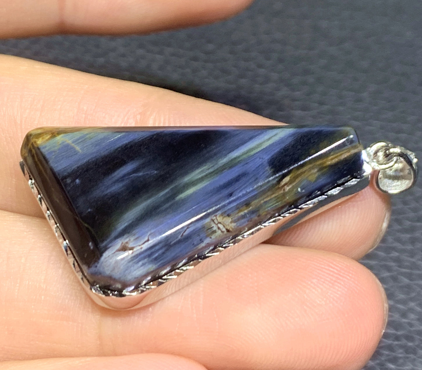 AAAA Natural Namibian Pietersite 925 Silver Pendant, Colored Full Fire Pietersite Pendant, Pietersite Gemstone ET682