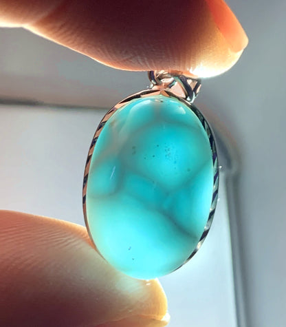 AAAA Natural Authentic Dominican Larimar Pendant,Gems Jewelry,Gems Pendant,Crystal Pendant,ET1101