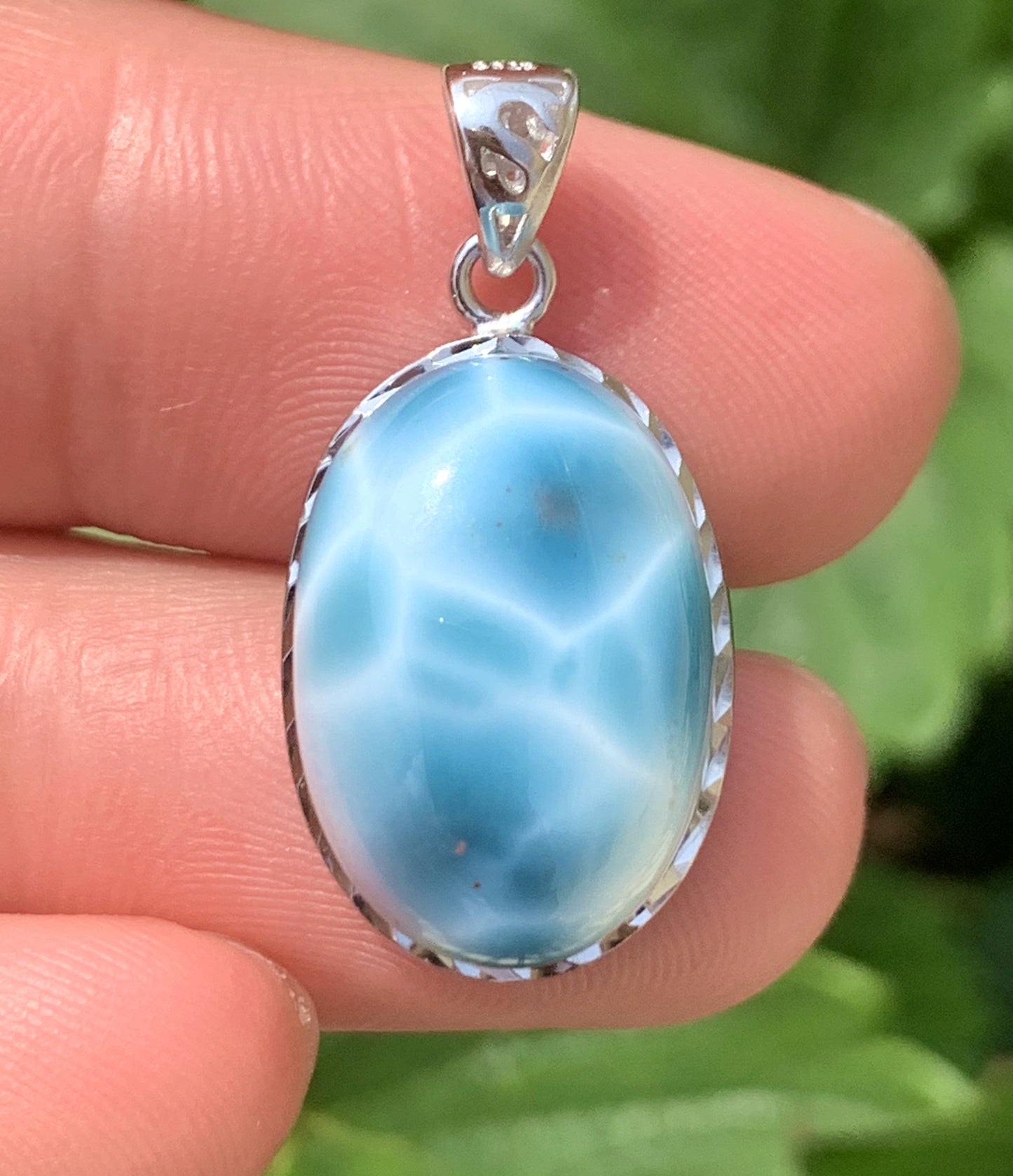 AAAA Natural Authentic Dominican Larimar Pendant,Gems Jewelry,Gems Pendant,Crystal Pendant,ET1101