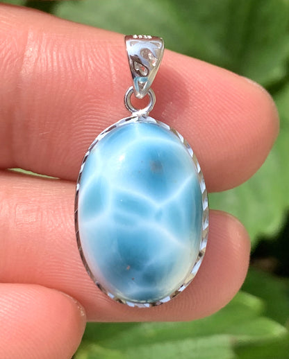 AAAA Natural Authentic Dominican Larimar Pendant,Gems Jewelry,Gems Pendant,Crystal Pendant,ET1101