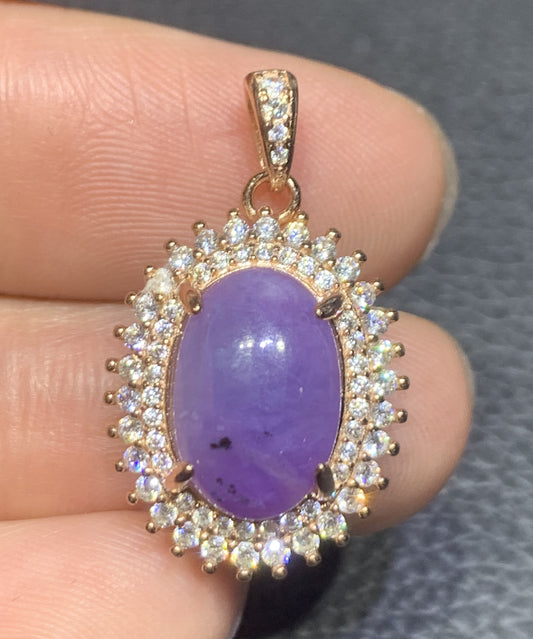 AAAAA Natural Authentic Sugilite Pendant,Oval Sugilite Pendant, Silver Pendant,Birthday Gift ET1108