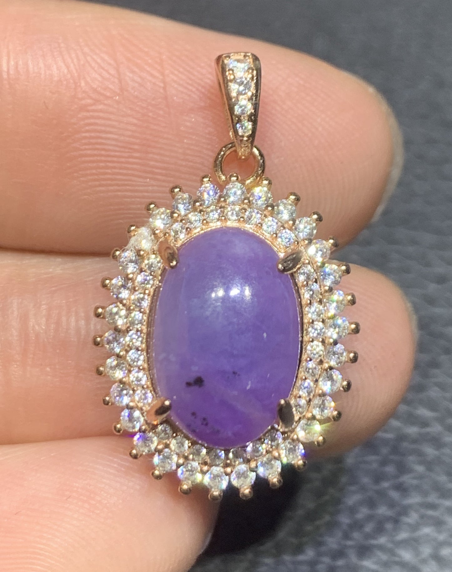 AAAAA Natural Authentic Sugilite Pendant,Oval Sugilite Pendant, Silver Pendant,Birthday Gift ET1108