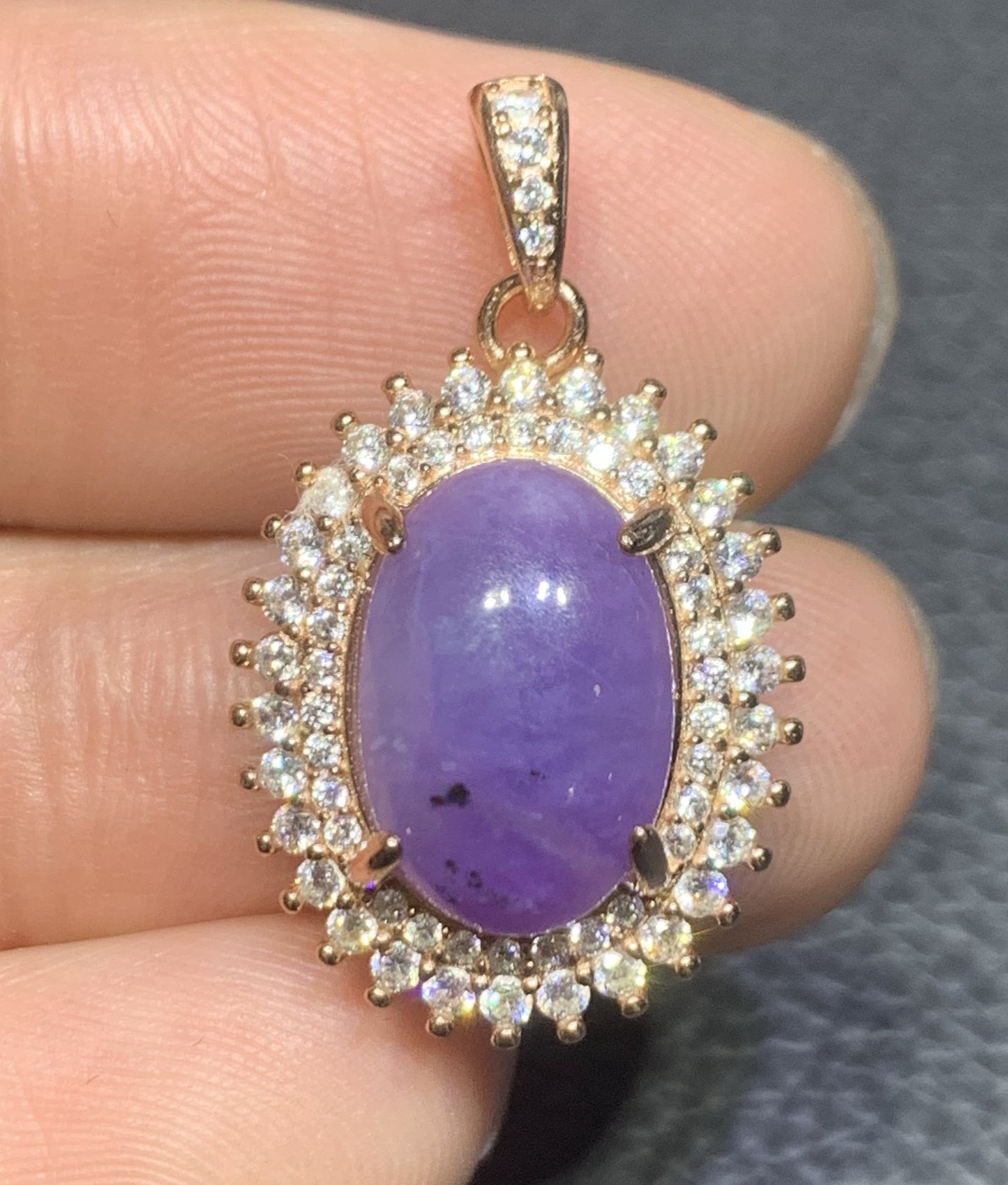 AAAAA Natural Authentic Sugilite Pendant,Oval Sugilite Pendant, Silver Pendant,Birthday Gift ET1108