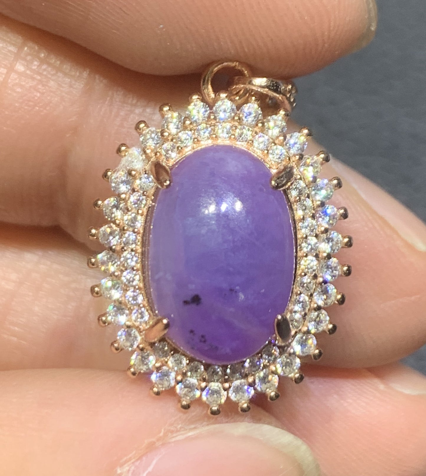 AAAAA Natural Authentic Sugilite Pendant,Oval Sugilite Pendant, Silver Pendant,Birthday Gift ET1108