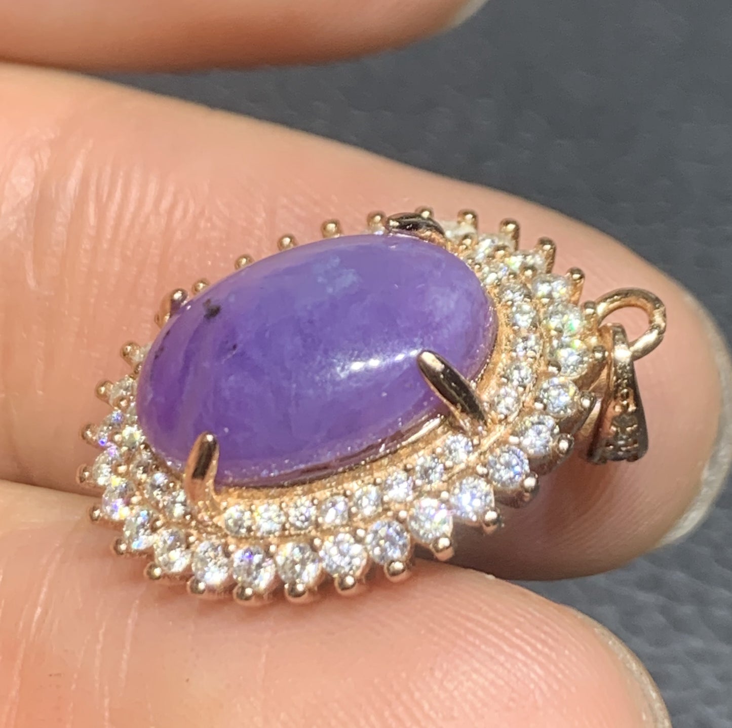 AAAAA Natural Authentic Sugilite Pendant,Oval Sugilite Pendant, Silver Pendant,Birthday Gift ET1108