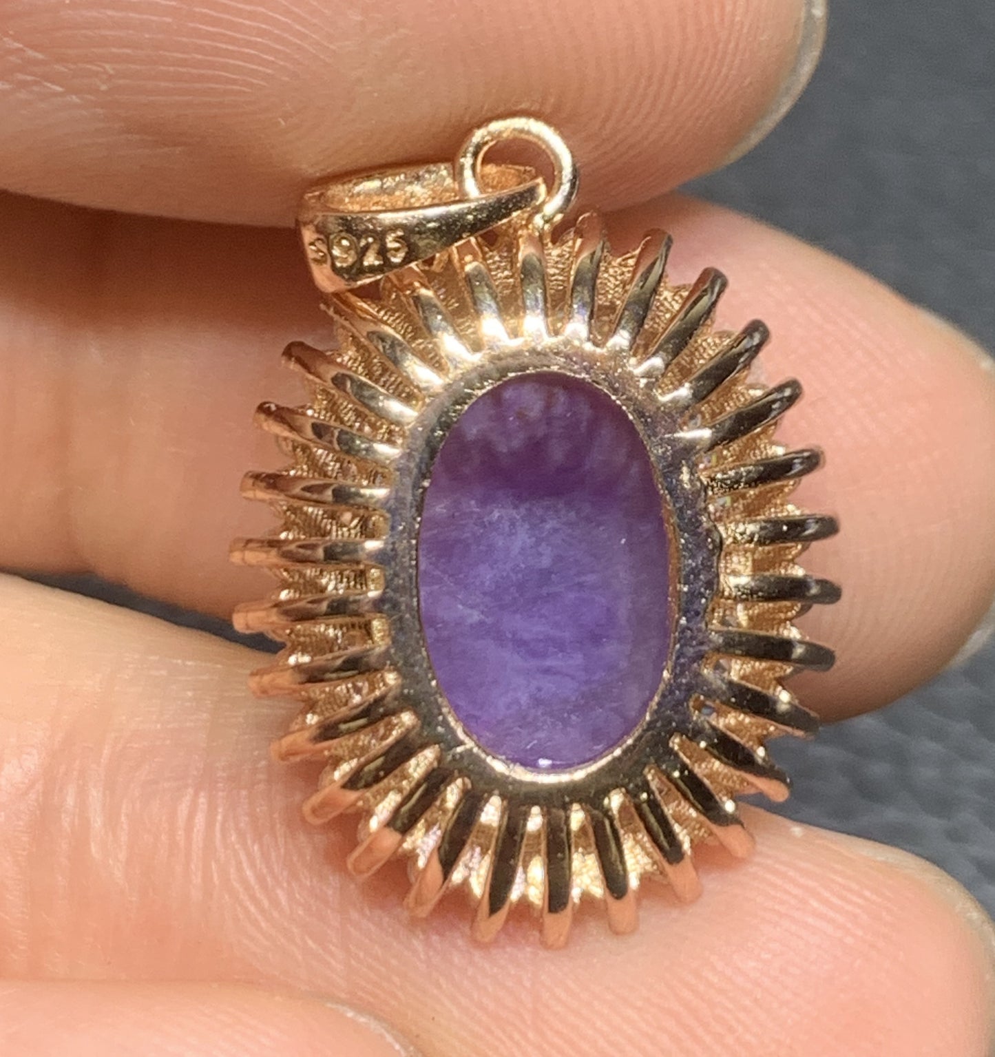 AAAAA Natural Authentic Sugilite Pendant,Oval Sugilite Pendant, Silver Pendant,Birthday Gift ET1108