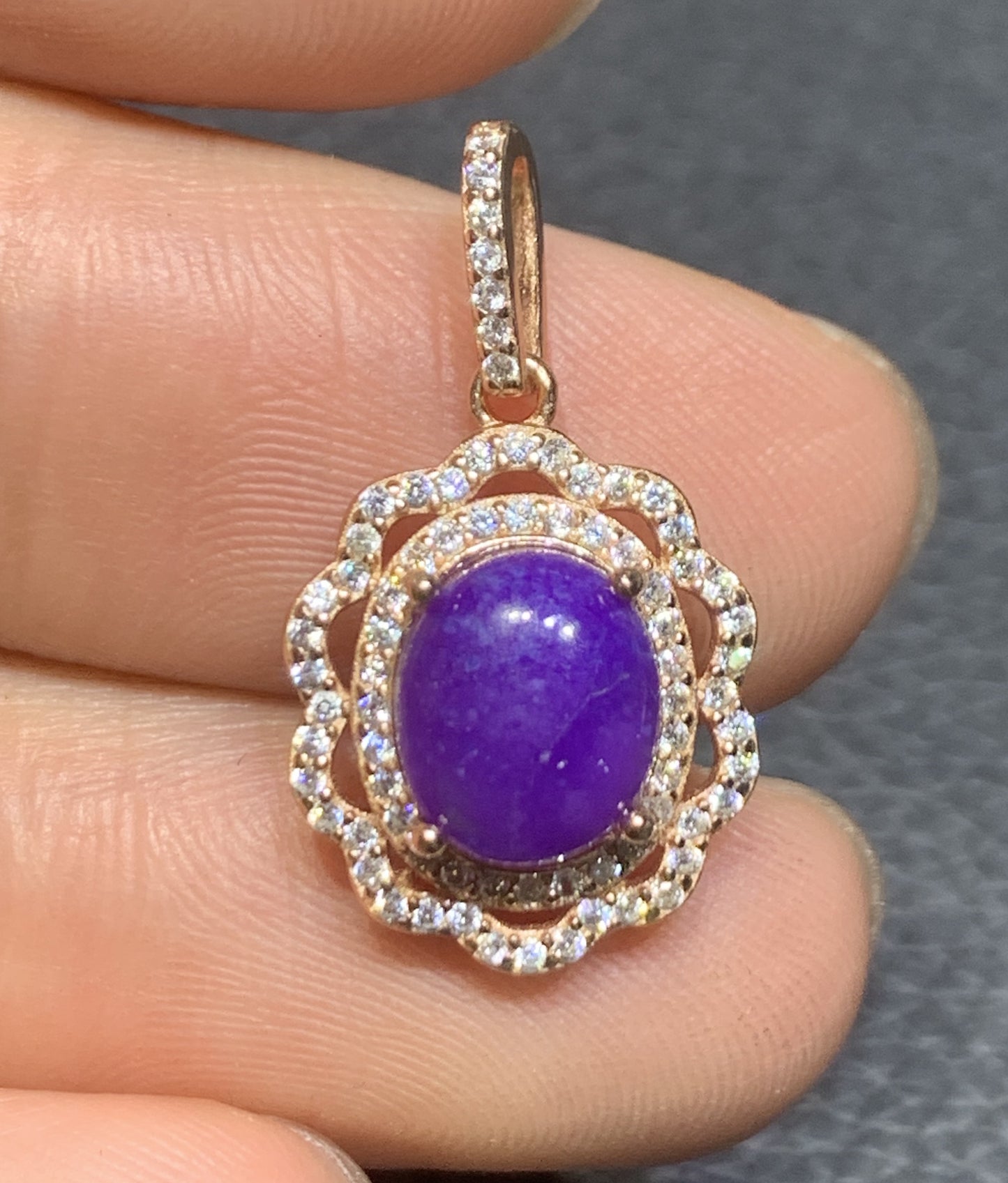 AAAAA Natural Authentic Sugilite Pendant,Oval Sugilite Pendant, Silver Pendant,Birthday Gift ET1109