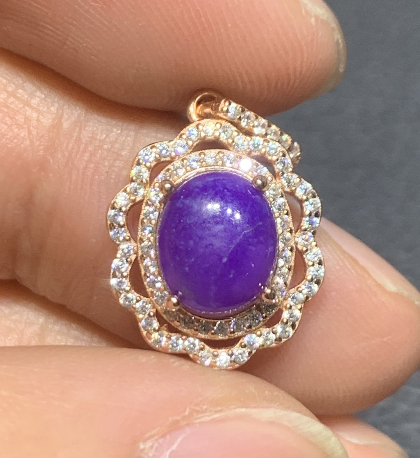 AAAAA Natural Authentic Sugilite Pendant,Oval Sugilite Pendant, Silver Pendant,Birthday Gift ET1109