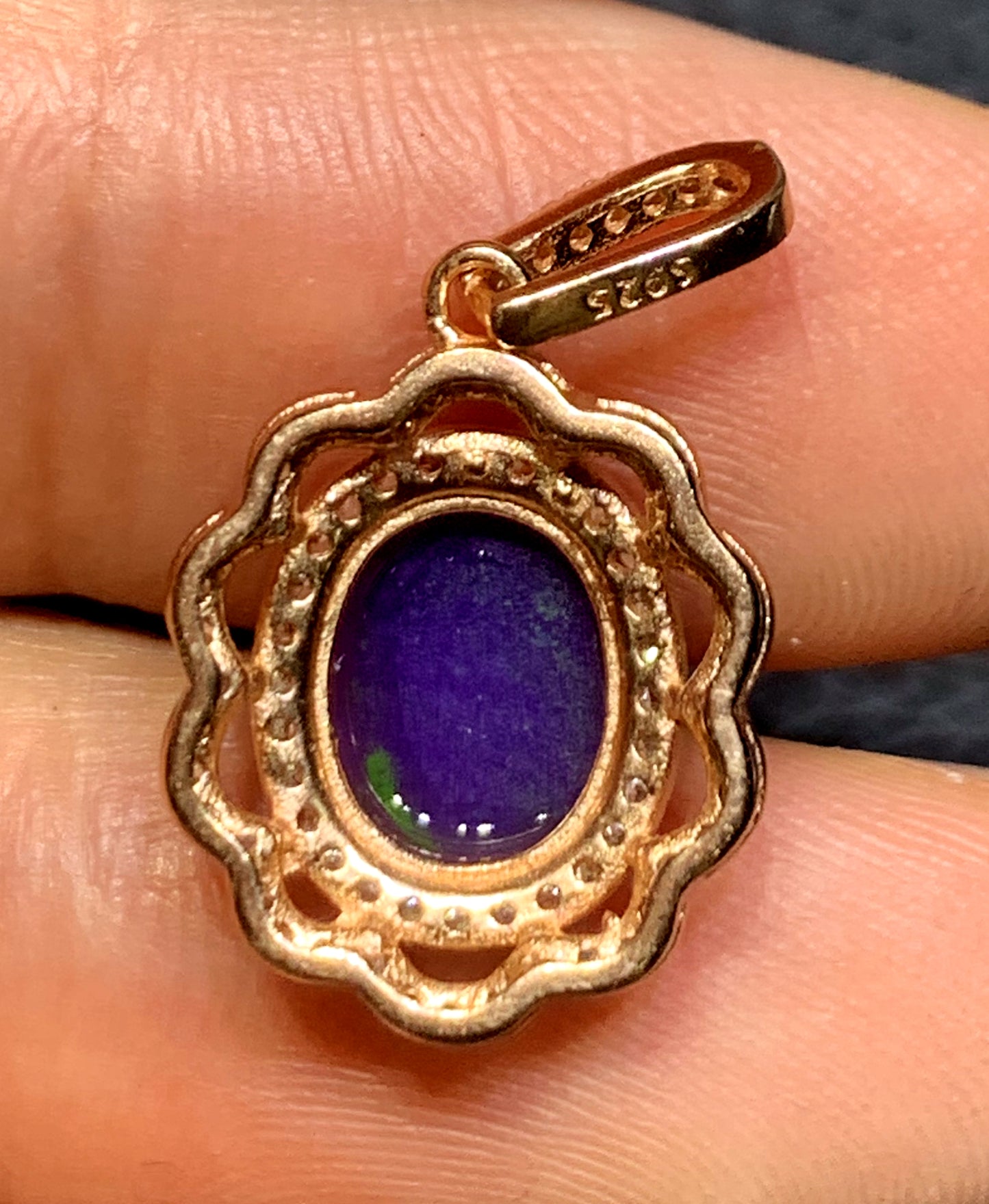 AAAAA Natural Authentic Sugilite Pendant,Oval Sugilite Pendant, Silver Pendant,Birthday Gift ET1109