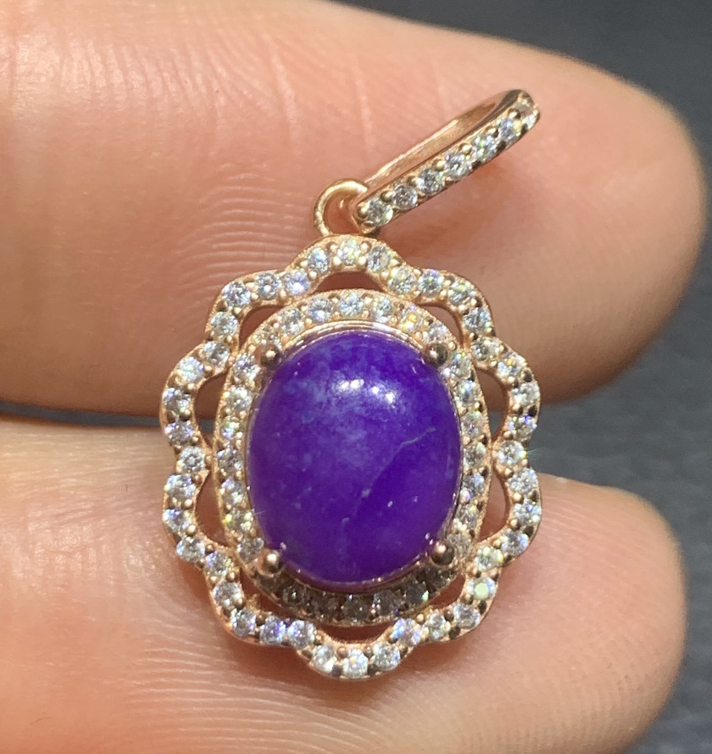 AAAAA Natural Authentic Sugilite Pendant,Oval Sugilite Pendant, Silver Pendant,Birthday Gift ET1109