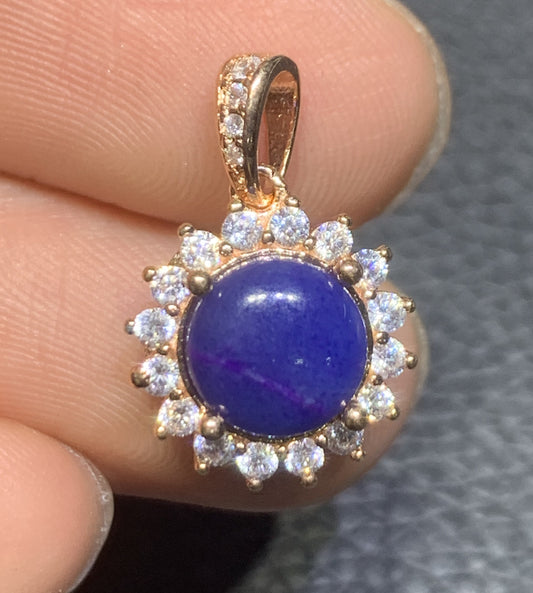 AAAAA Natural Authentic Sugilite Pendant,Oval Sugilite Pendant, Silver Pendant,Birthday Gift ET1110